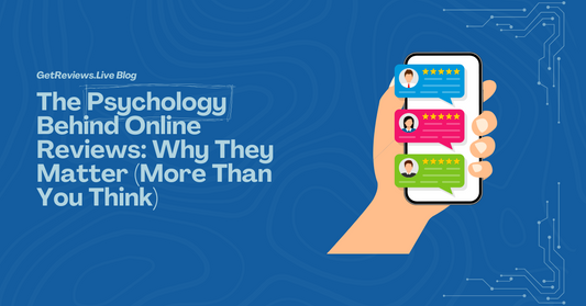 Illustration of a hand holding a phone showing star-rated reviews, used in a GetReviews.Live blog about The Psychology Behind Online Reviews: Why They Matter (More Than You Think)