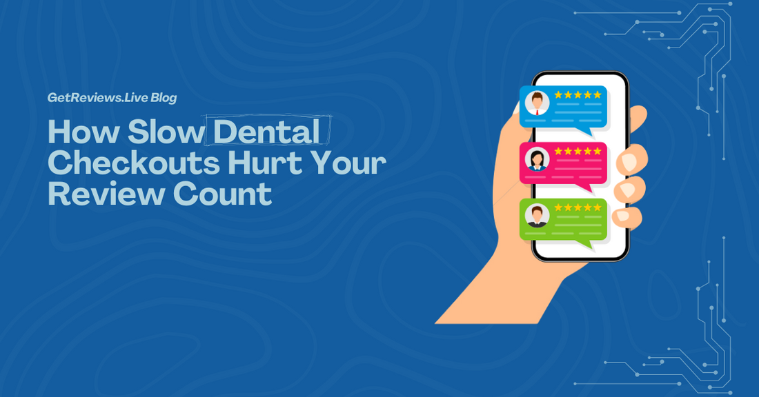 Illustration of a hand holding a phone showing star-rated reviews, used in a GetReviews.Live blog about What Google Detects When a Dental Profile Stops Growing