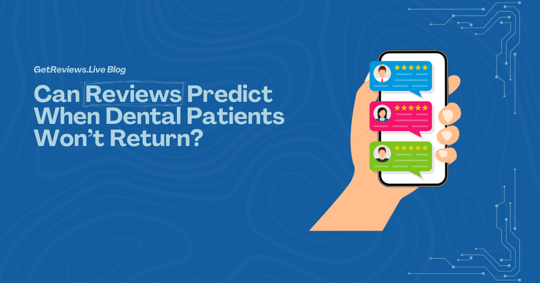 Illustration of a hand holding a phone showing star-rated reviews, used in a GetReviews.Live blog about Can Reviews Predict When Dental Patients Won’t Return?